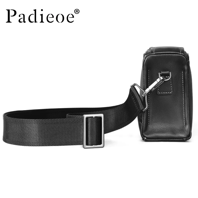 PADIEOE Horizontal Shoulder Bag Men\'s Large Capacity Leather Crossbody Bag Cowhide Men\'s Bag Business Travel Backpack