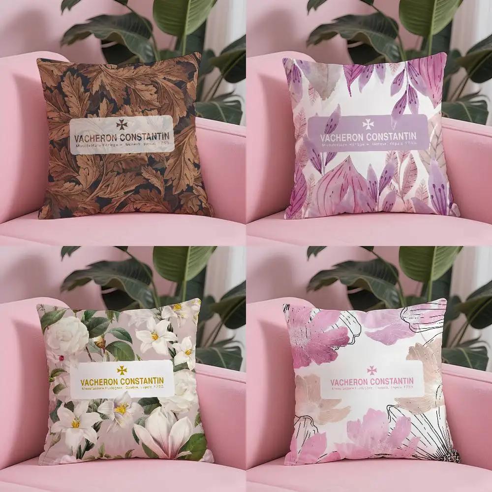 Fashion V-Vacherons C-Constantin Pillow Case Anti-dustmite Pillowcase Invisible Zipper Silky Short Plush Sofa Cushion Cover