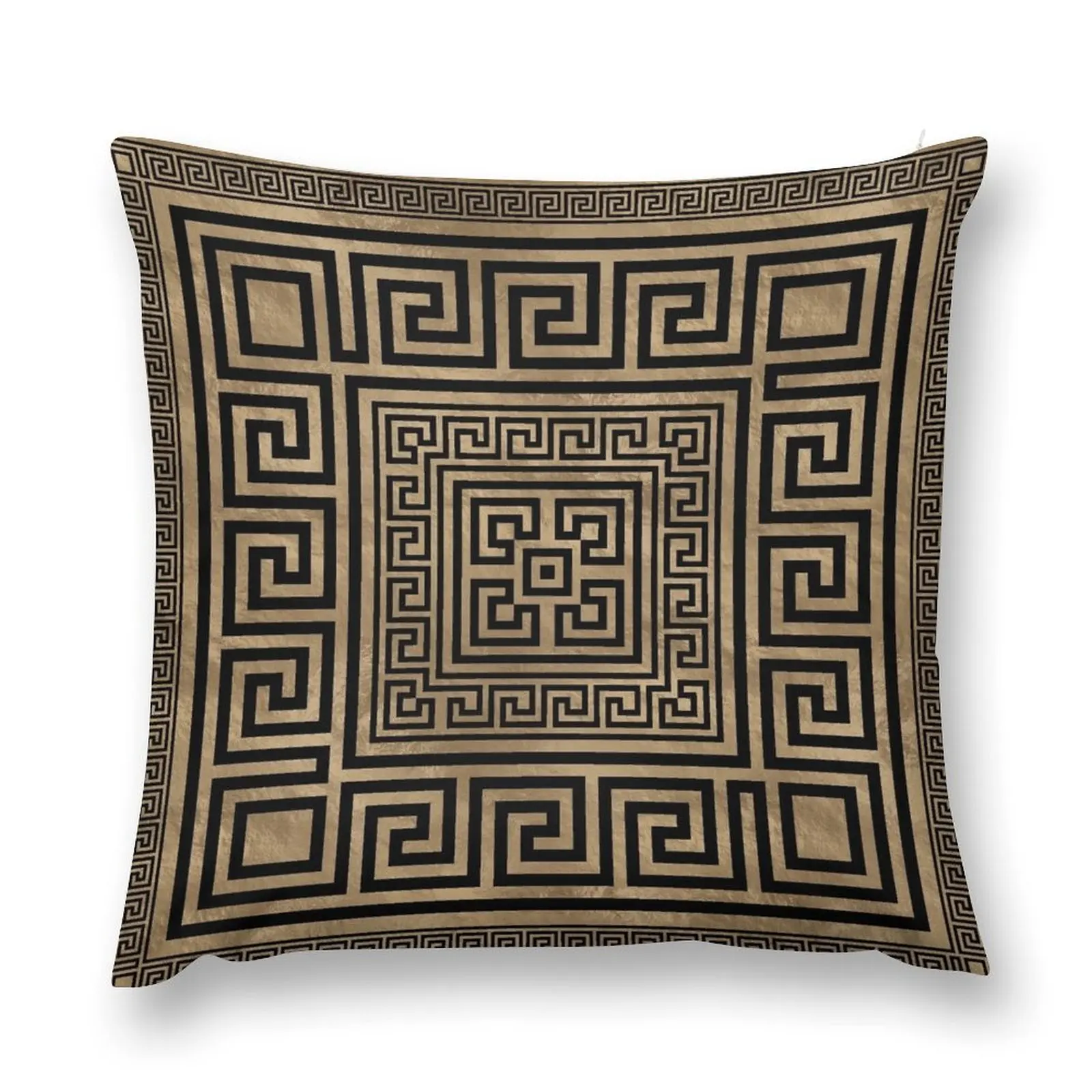 

Greek Key Ornament - Greek Meander -Black on gold Throw Pillow pillow pillowcase Anime pillow