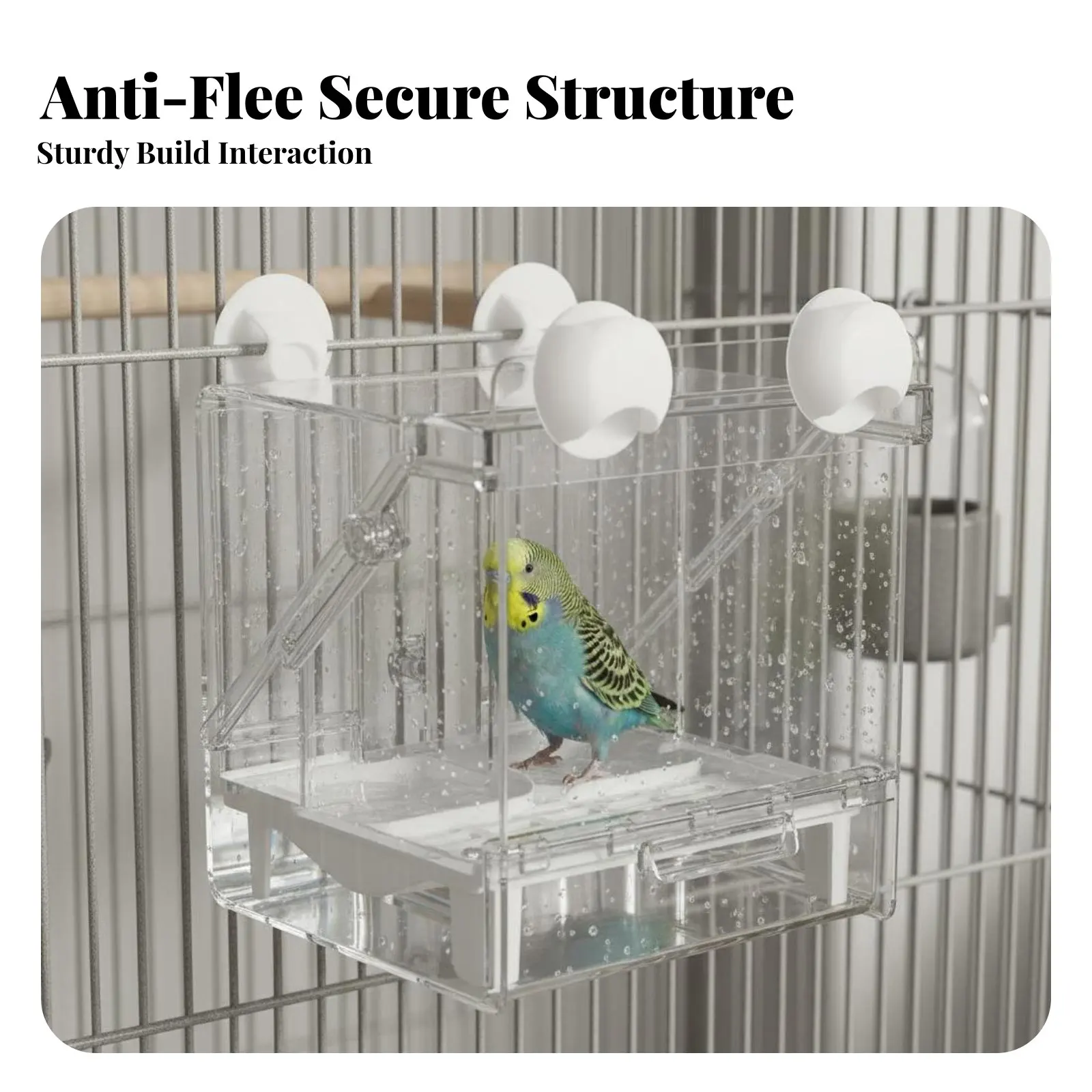 Multi-Functional Avian Feeder Bath Anti-Spray Parrot Shower Box Clear Parrot Bath House Multipurpose Use view 2