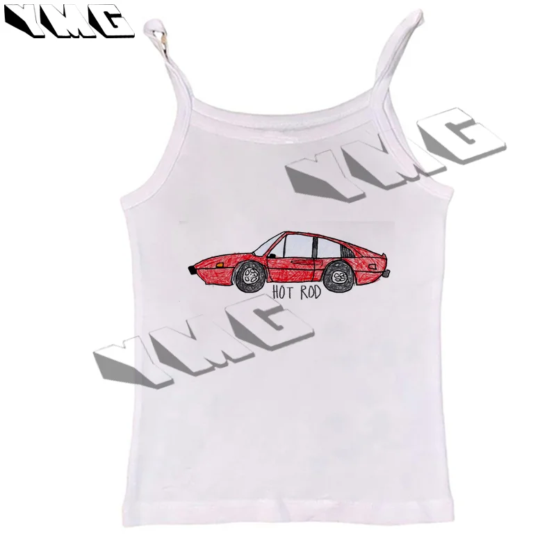 Anni '90 abbigliamento Vintage Red car Graphic Tees Y2k vestiti per ragazze Kawaii Gothic Y2k 2000s top vestiti Emo retro streetwear EMO girl