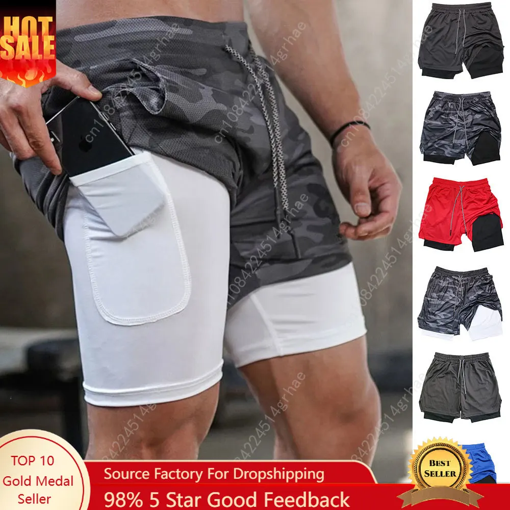 

Men's Performance Shorts Soild Color 2 in 1 Gym Shorts Compression Stretchy Sports Shorts Quick Dry Fitness Workout Summer