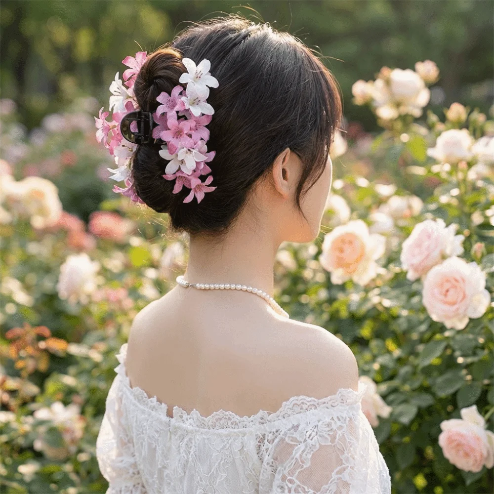 

Exquisite Acrylic Flower Hair Claw Colorful Ancient Style Large Shark Clip Headdress Korean Style Ponytail Holder Women