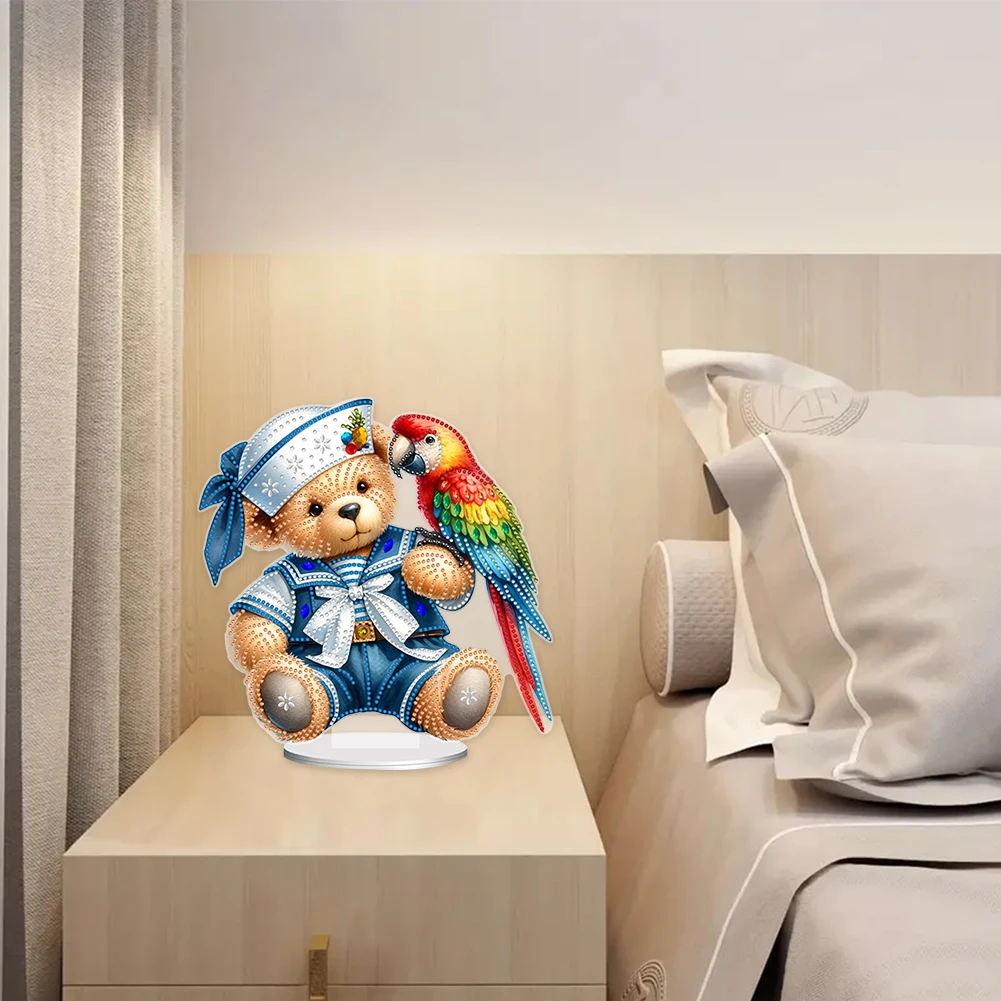 

Acrylic Special Shape Sailing Bear 5D DIY Diamond Art Tabletop Decorations Diamond Painting Desktop Decors for Adults Beginner