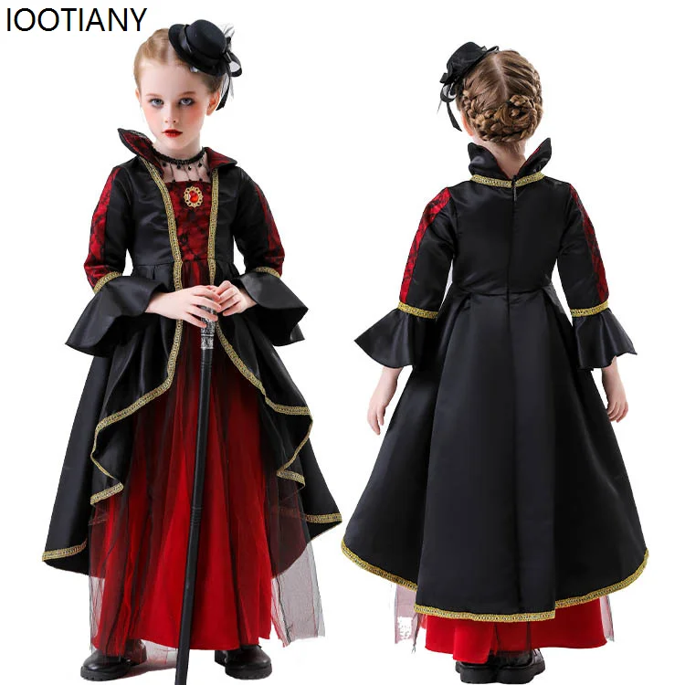 

Halloween Kids Vampire Queen Cosplay Costumes Girls Count Dracula Fancy Dress Carnival Festival Party Witch Fantasy Dress Up New