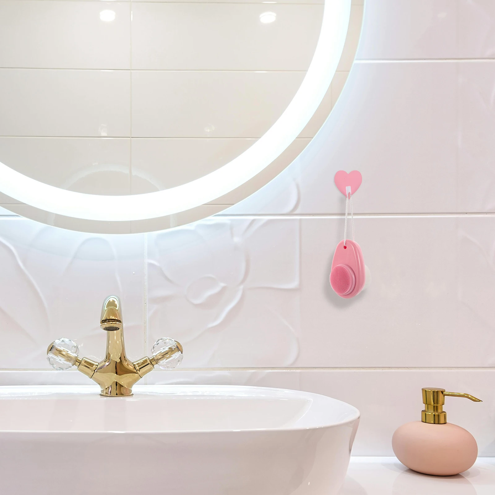 

Silicone Facial Cleansing Brush Dual Sided Soft Bristles Portable Deep Cleansing Skin Care Tool for Women Men Pink Manual Face