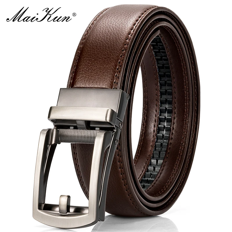 Maikun Genuine Leather Belt For Men Golf Adjustable Automatic Buckle Men's Dress Belts The Second Layer Of Cowhide Waistband