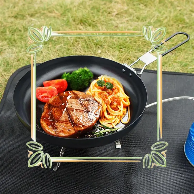 

Metal Portable Frying Pan Picnic Camping Folding Pan Cookware Non Stick Pan For Camping Accessories