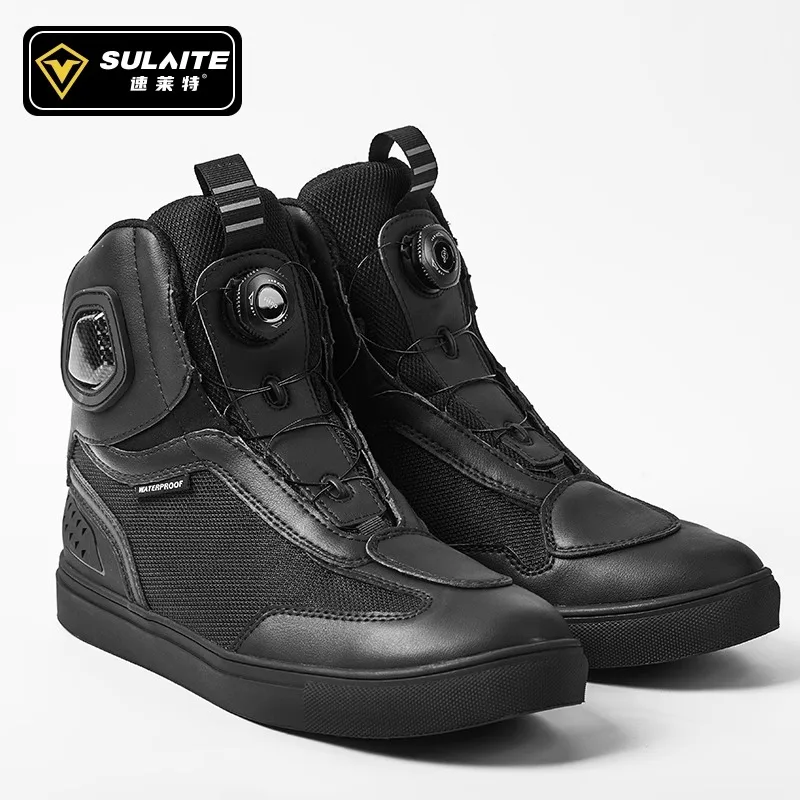 

SULAITE Motorcycle Boots Men Motorcycle Shoes Track Off-road Racing Shoes Fall Resistant Four Seasons Breathable Casual Boots