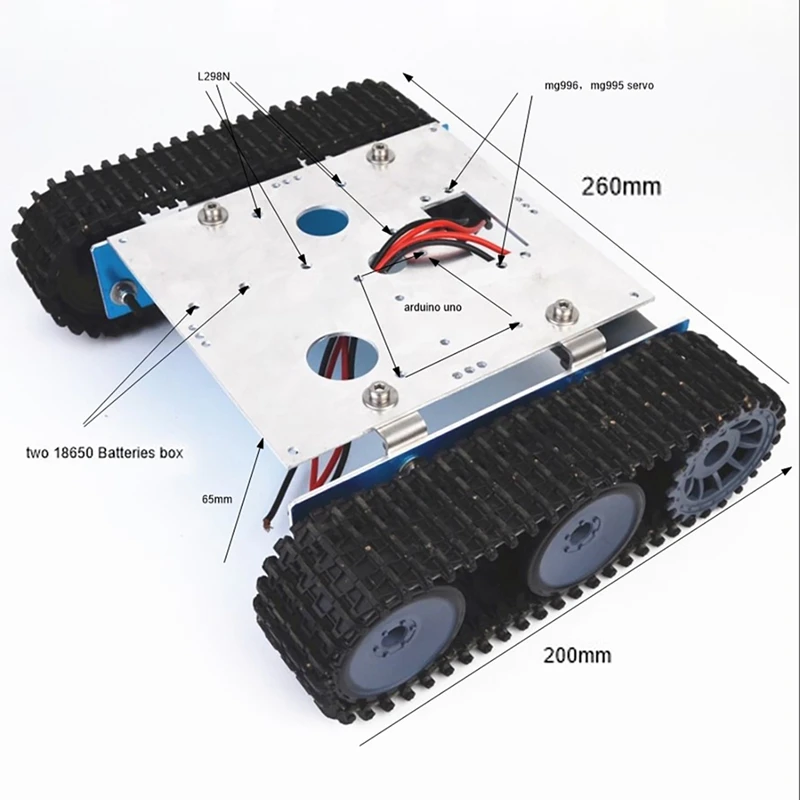 DC9-12V หุ่นยนต์ถังอะลูมินัมอัลลอยติดตามยานพาหนะอัพเดตแบบสร้างสรรค์สำหรับชุดประกอบ Arduino