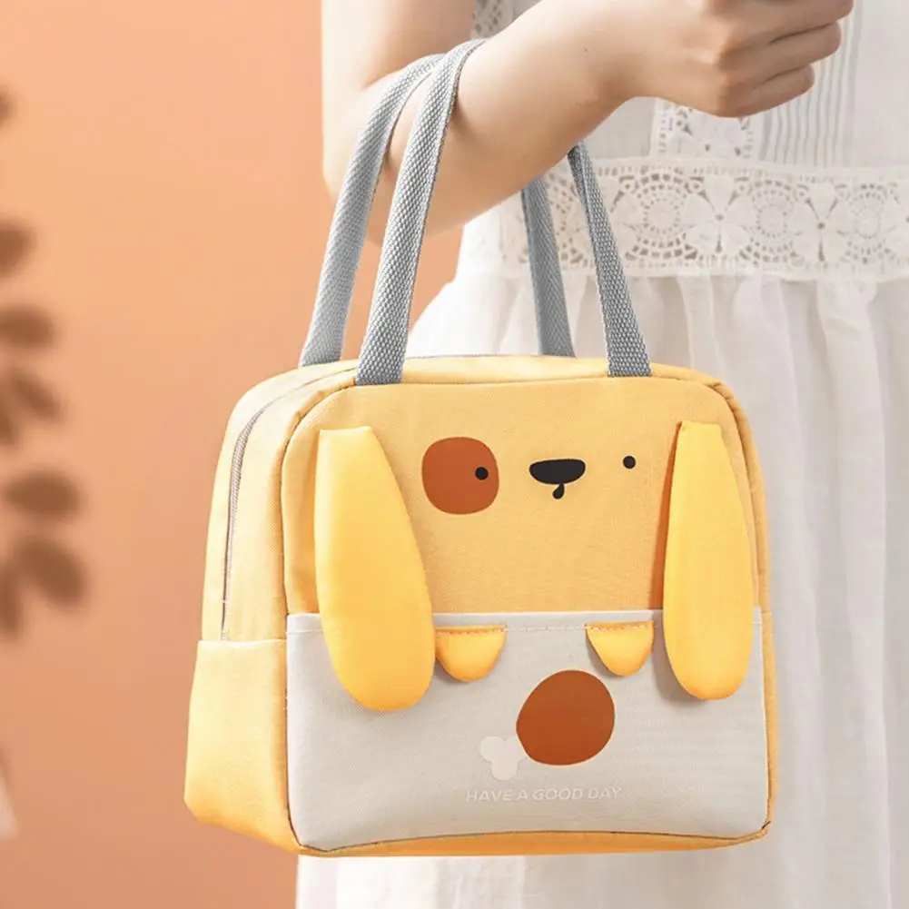 Bento Bag Thickened Foil Smooth Zipper Lunch Box Bag Bright Color Cartoon Animal Pattern Functional Bento Pouch Picnic Bags