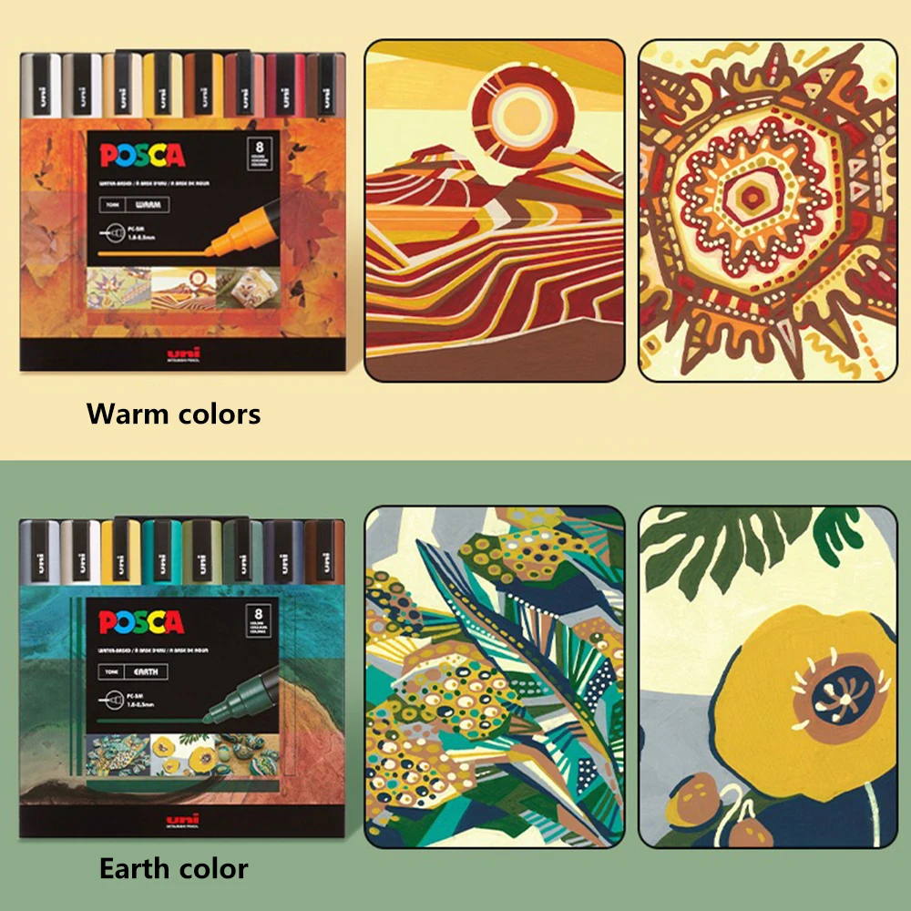 8 قطعة مجموعة علامات UNI اليابانية الجديدة POSCA المحدودة PC-5M الاكريليك البوب المشارك الإعلان الرسم الكتابة على الجدران مانغا اللوازم المدرسية الفنية