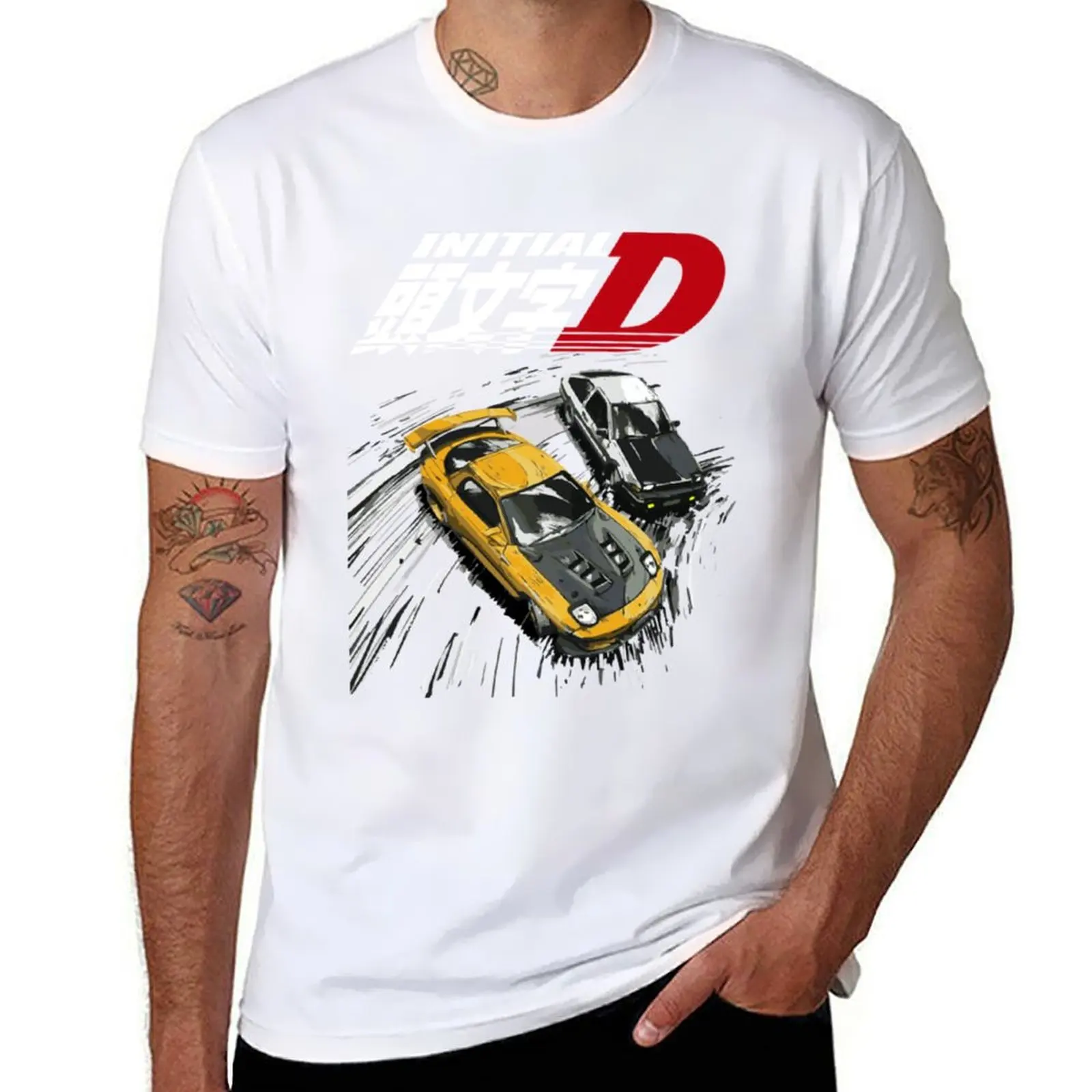 

intial D - tendem mountain drift RX7 vs AE86 T-Shirt man tshirt t shirt man luxury T-Shirt