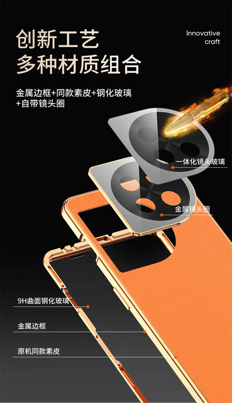 360 Full Protection Case for Oneplus 11 CPH2451 Metal Bumper Clear Front Glass with Back PU Leather Hard Cover for Oneplus 11 5G