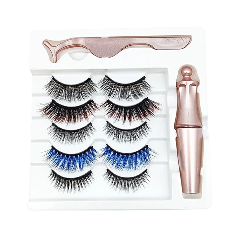 5 paia di pinzette per Eyeliner impermeabili magnetiche a colori in stile misto Set di ciglia finte magnetiche spesse