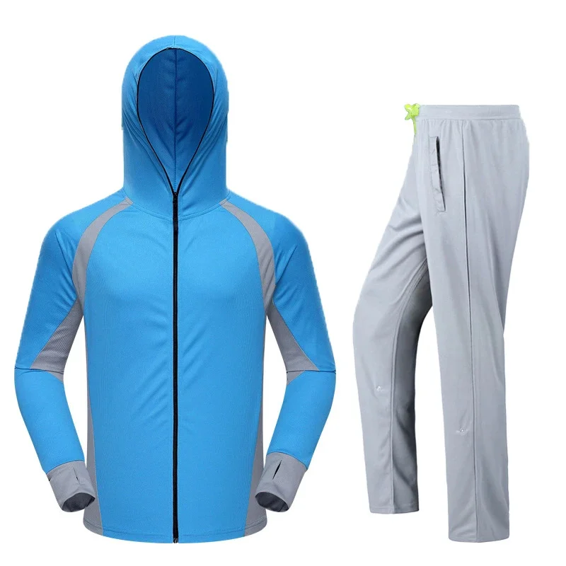 Roupa de pesca anti-UV masculina, secagem rápida, terno anti-mosquito respirável, bolso com zíper, clássico, verão