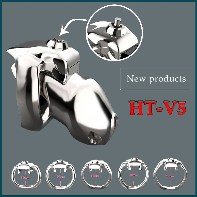 2023 Upgrade HT-V5 Steel Male Chastity Device Click & Lock Metal Cock Cage 성인용풍 남성용품 BDSM Bondage Sex Toys for Man Chastity Belt