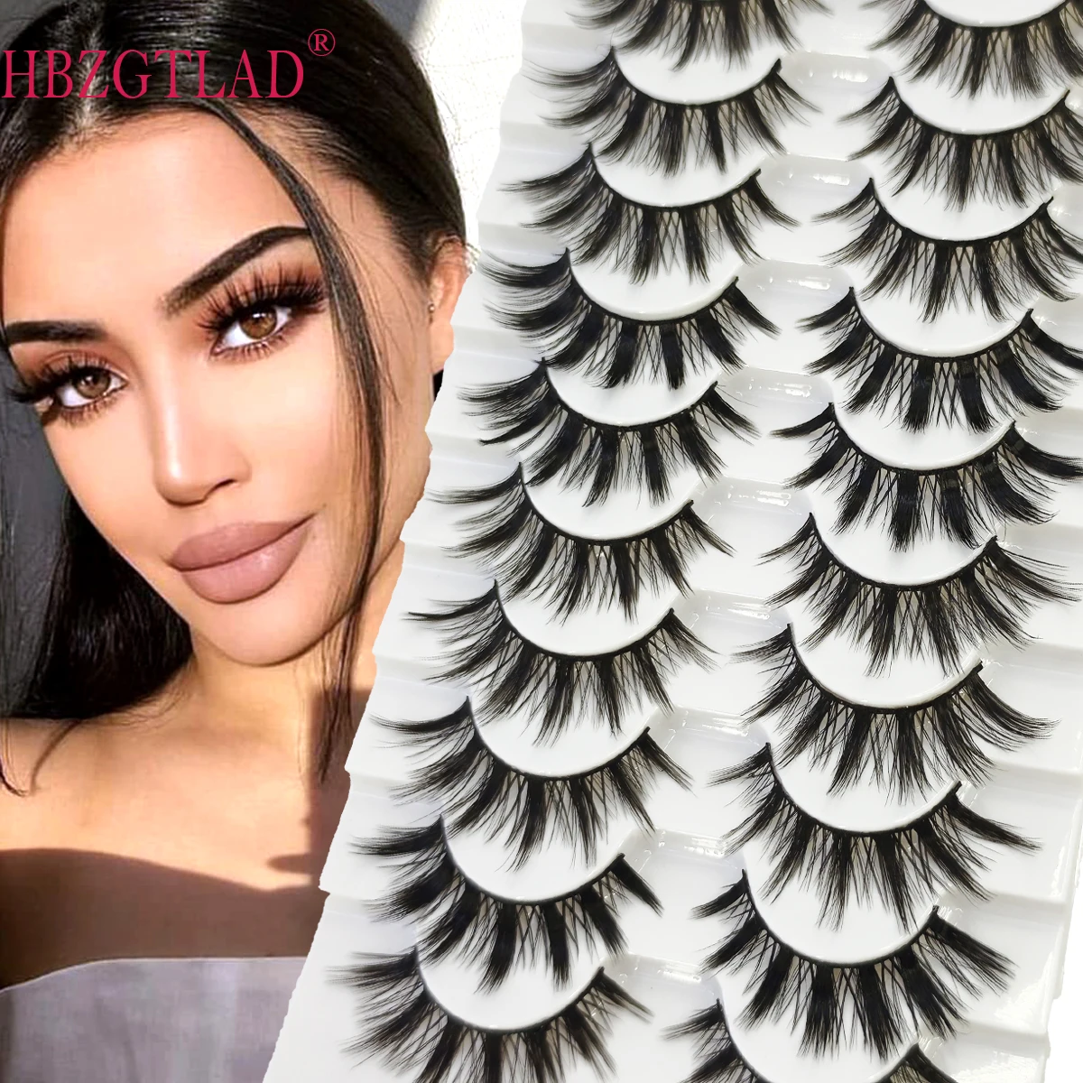 Hbzgtl10pairs cílios naturais vison cílios postiços volume dramático extensão de cílios falsos cils atacado ferramenta de maquiagem cl06