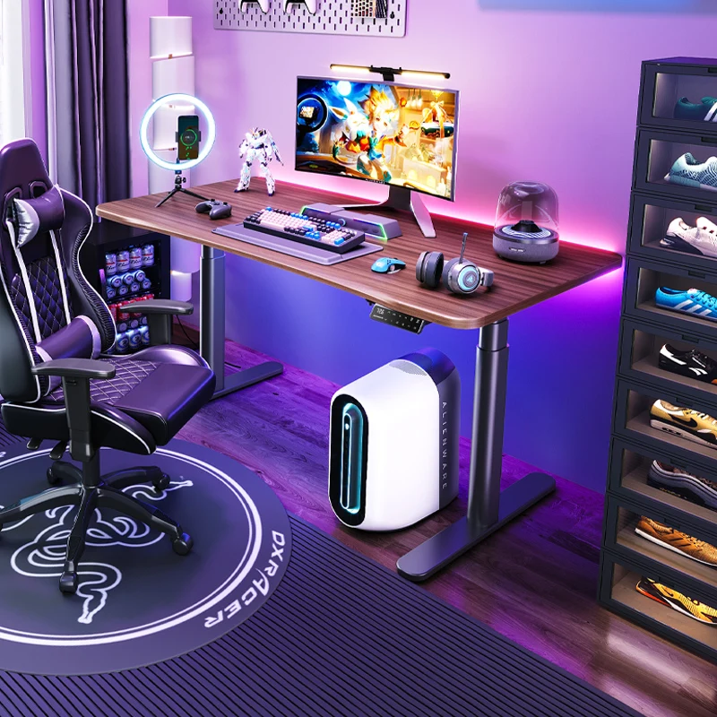 Electric Lift Computer Desk Ergonomic Curved Desks Dual Motor Office Desk Adjustable Bedroom Gaming Reading 접이식 테이블 컴퓨터 책상