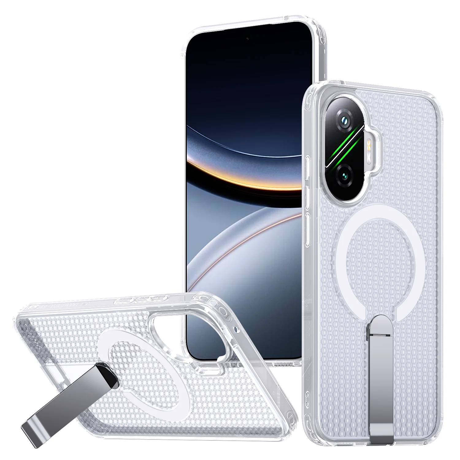 

Mesh Heat Dissipation Magnetic Holder Case For Xiaomi Redmi K80 Pro 15C Note 14 14C 14R 14S Turbo 4 Pro 4G 5G Protective Cover