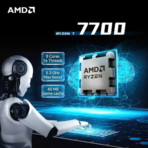 NEW AMD Ryzen 7 7700 8-Core 16-Thread DDR5 5NM L3=32M 3.8GHz Processor 65W Socket AM5 R7 7700 but without fan