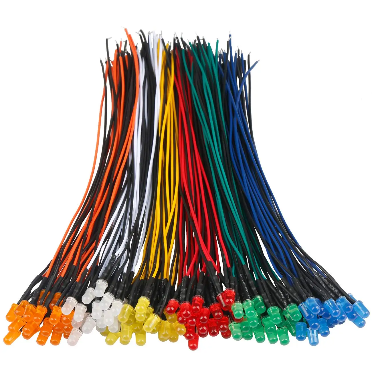 5 Warna Lampu LED Dioda Pemancar, DC 12V 5Mm LED Berbagai Macam Kit Lensa Berwarna Tersebar-Lampu LED Kecil Putih Merah Kuning Hijau Biru