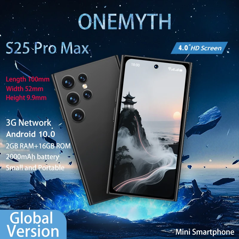 هاتف ذكي صغير من ONEMYTH S25Pro |   4 بوصة + متجر تشغيل + بطارية طويلة المدى 2000 مللي أمبير في الساعة شبكة 3G 2 جيجابايت + 16 جيجابايت أندرويد 10 + متجر بلاي