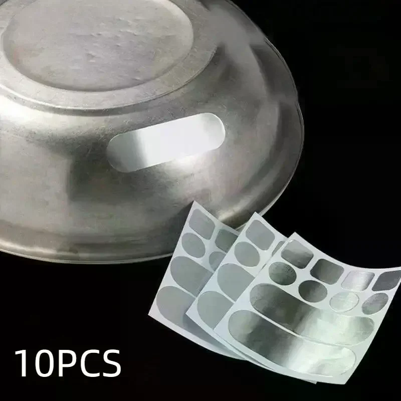 10Pcs Pot Repair Patch Aluminum High Temperature Resistant Cookware Pan Leak Repair Tape Kitchen Tool Cookware Patch Tape