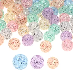 100-30pcs 8 10 12mm Cracked Acrylic Round Beads Glitter Loose Spacer Beads For Jewelry Making Diy Bracelet Necklace Keychain