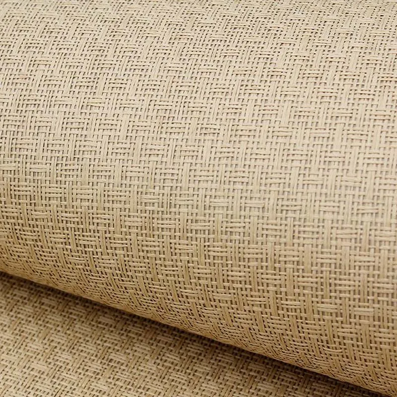 Fine Herringbone Natural Plant Fiber Grass Cloth Wallcovering Handmade Woven Texture Wallpaper for Home Furniture Decoration