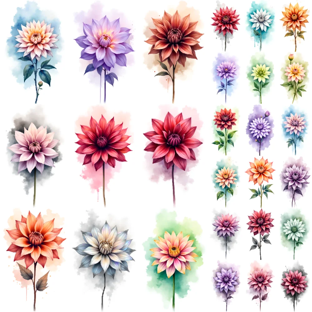 9pcs Colorful Flower Temporary Tattoo Stickers Waterproof Semi Permanent Tattoo Men Women Body Arm Art Disposable Fake Tattoos