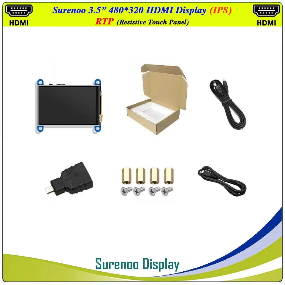 Monitor de pantalla de módulo LCD TFT Compatible con HDMI, 3,5 pulgadas, 320x480, Panel táctil capacitivo USB para Raspberry Pi
