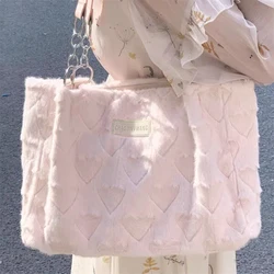 Women's Handbag Plush Fashion Simple Commuter Large Capacity Shoulder Bags Armpit Tote Fluffy Handbags