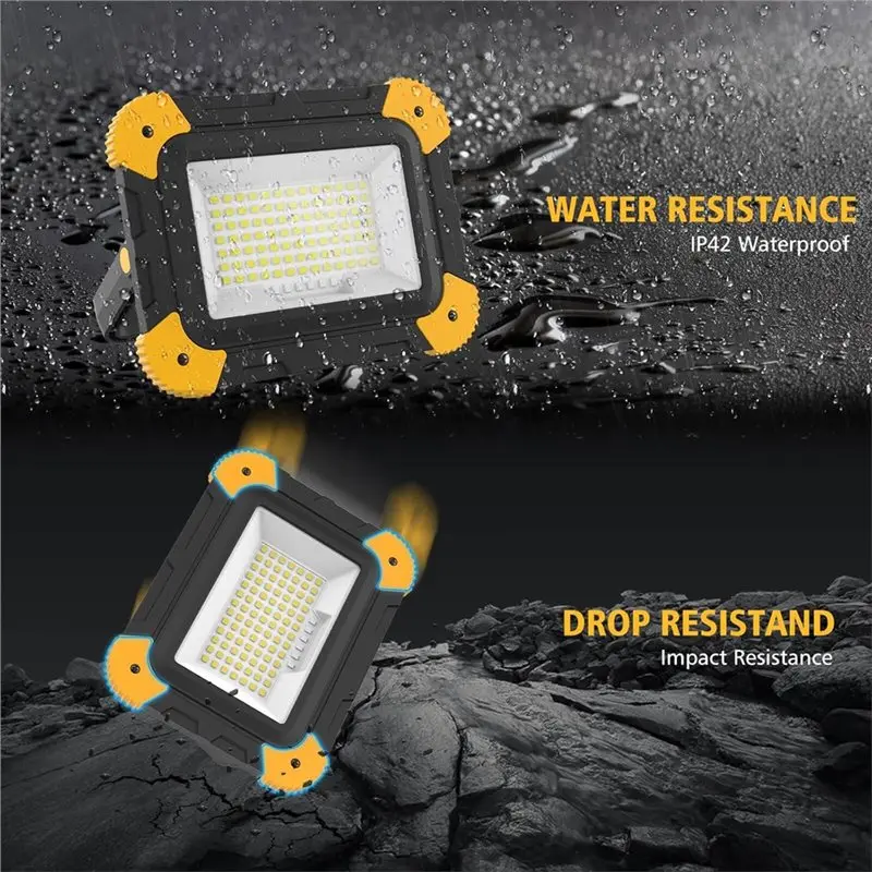 RMWIN-Rechargeable Magnetic Work Light Portable LED Flood Light Battery Powered Cordless Job Sites Lighting For Outdoor