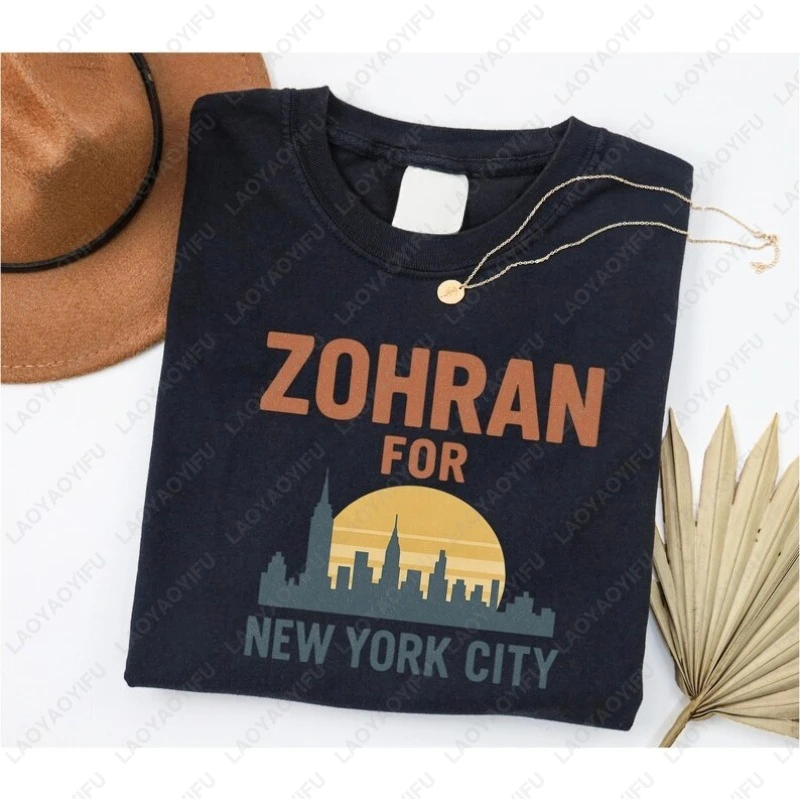 

Zohran for New York City Shirt Fashion Vintage NYC Skyline Tees Comfort Cotton Short-sleeve Tshirt Zohran Mamdani Inspired Gift