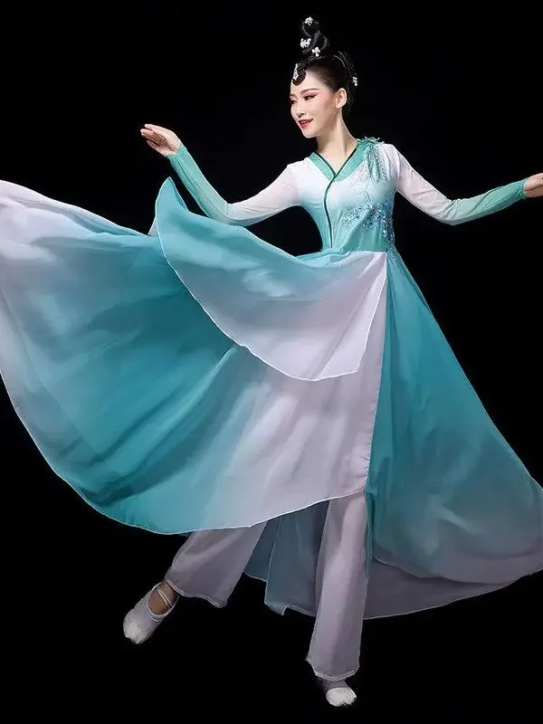 Chinese Klassieke Danskostuums Danskunst Test Kleding Lichaamsrijm Jurk Geleidelijk Veranderen Van Kleur Elegante Dameskleding