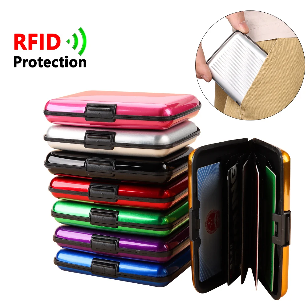 Waterproof Anti-Theft Wallets RFID Blocking Aluminum ID Card Case Coin Purse RFID Wallet Credit Card Holder