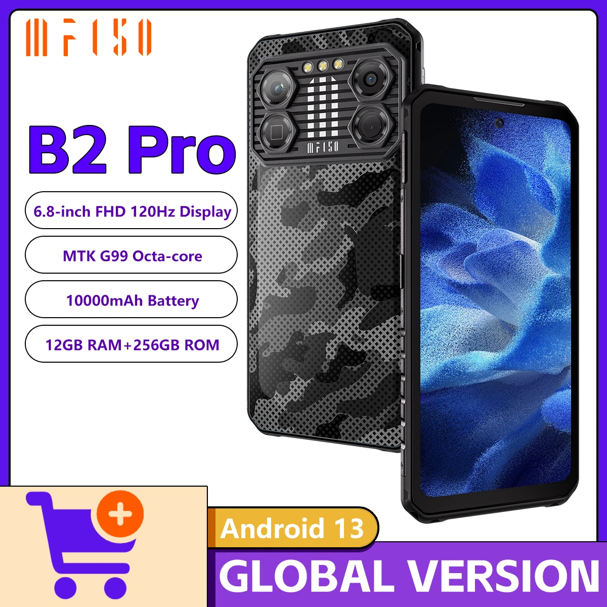 

IIIF150 B2 Pro Rugged Machine MTK G99 6.8-Inch 120Hz Screen 12GB+256GB 108MP Camera Ultra-Thin Rugged Phone 10000mAh 30W NFC