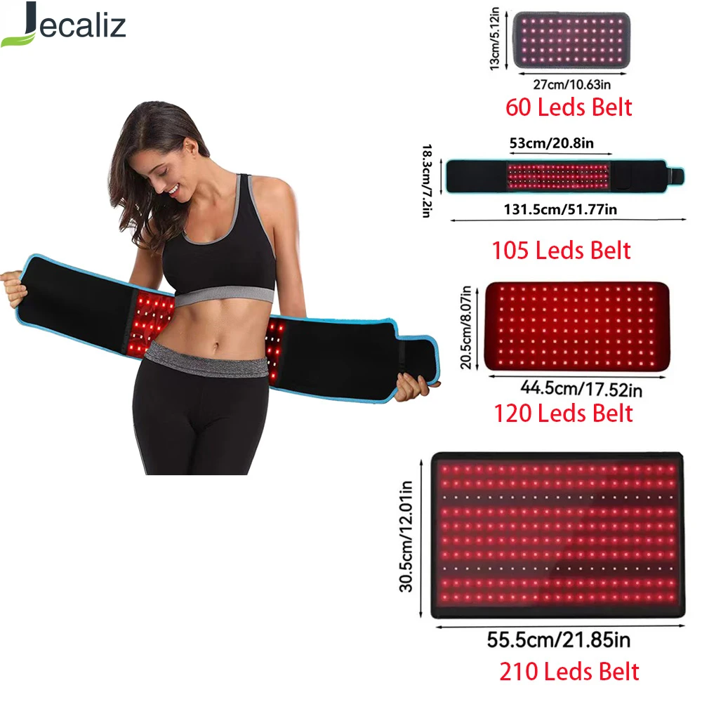 Jecaliz Red＆Infrared Light Belt 660nm&850nm Full Body LED Devices Large Pads Wearable Wrap for Body Waist,Back,Belly Pad