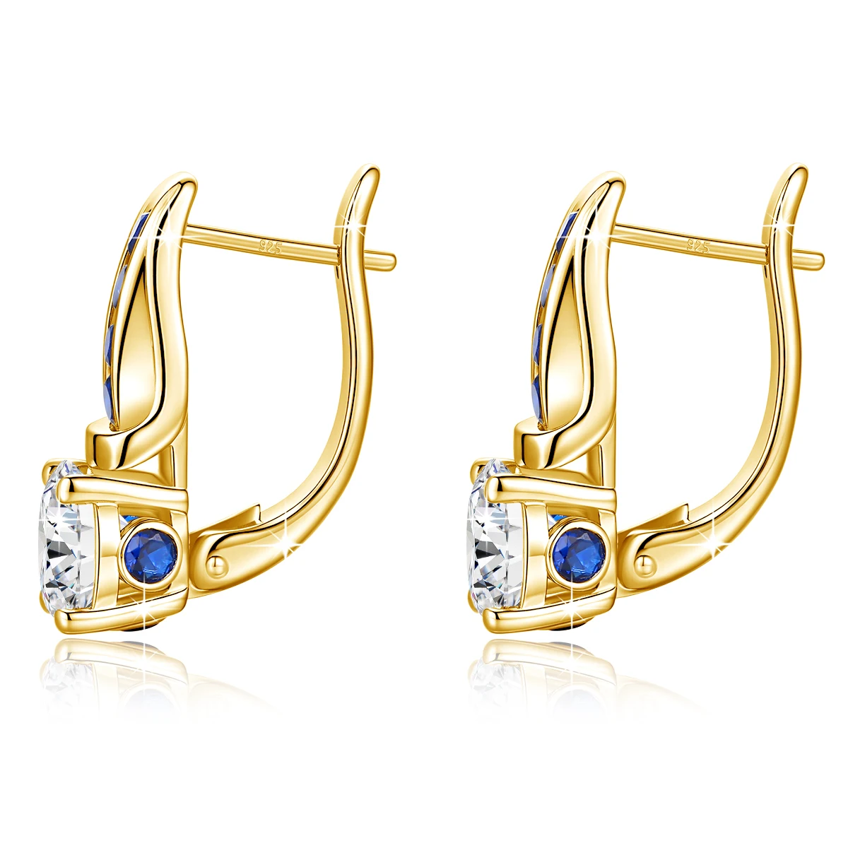 925 فضة لامعة مويسانيتي الأزرق اكسيد الالمونيوم الأذن أبازيم للنساء الزفاف وأقراط غرامة مجوهرات فتاة هدية عيد ميلاد #3