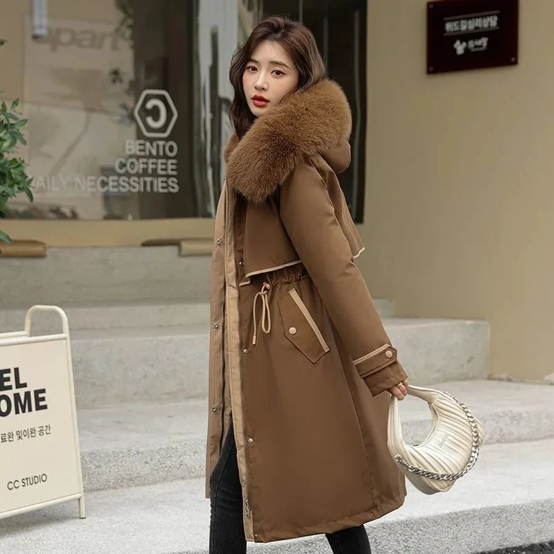 Imagem -03 - Parkas com Capuz para Mulheres Cabolsas de Algodão Cabolsa de Comprimento Médio Trench Coat Destacável Outwear Grosso Versão Fashion Quente Novo Inverno