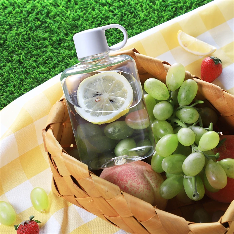 360ML Water Botlte Flat Bpa Free Sport Crystal Plastic Crystal Drinks Kettle Notebook Milk Juice Drinkware Outdoor Portable Cup