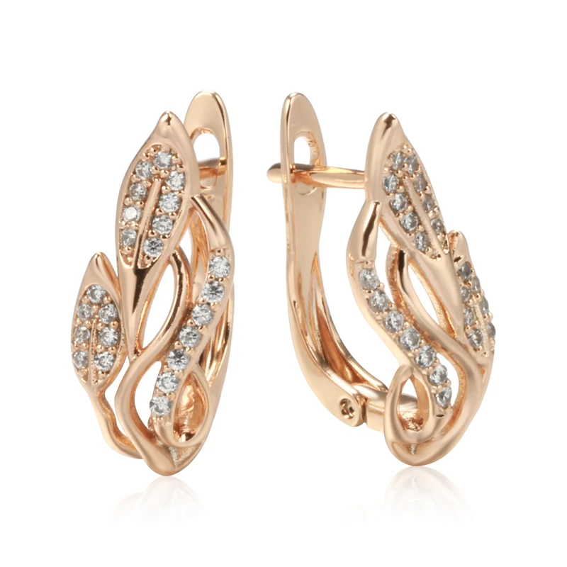 Kinel Vintage Hollow Flower Earrings 585 Gold Color Boho Ethnic Wedding Cilp Earrings for Women Elegant Fashion Jewelry Gift