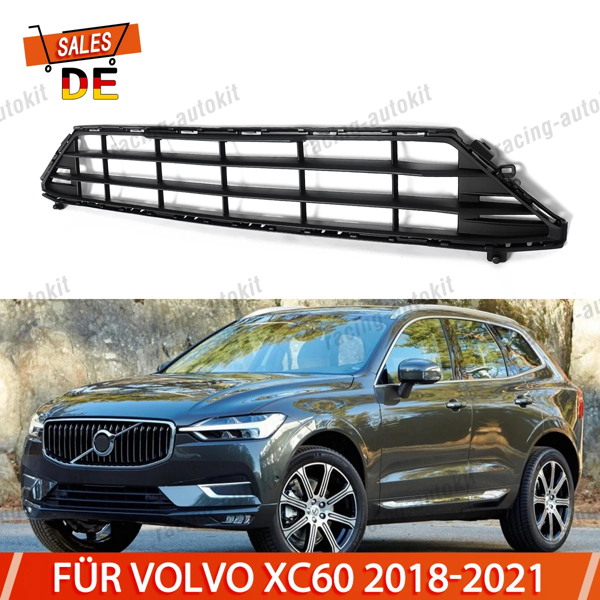 

Magickit Center Grill Mesh for Volvo XC60 2018 2019 2020 2021 Front Bumper Lower Grille Replace for VO1036107 32296070