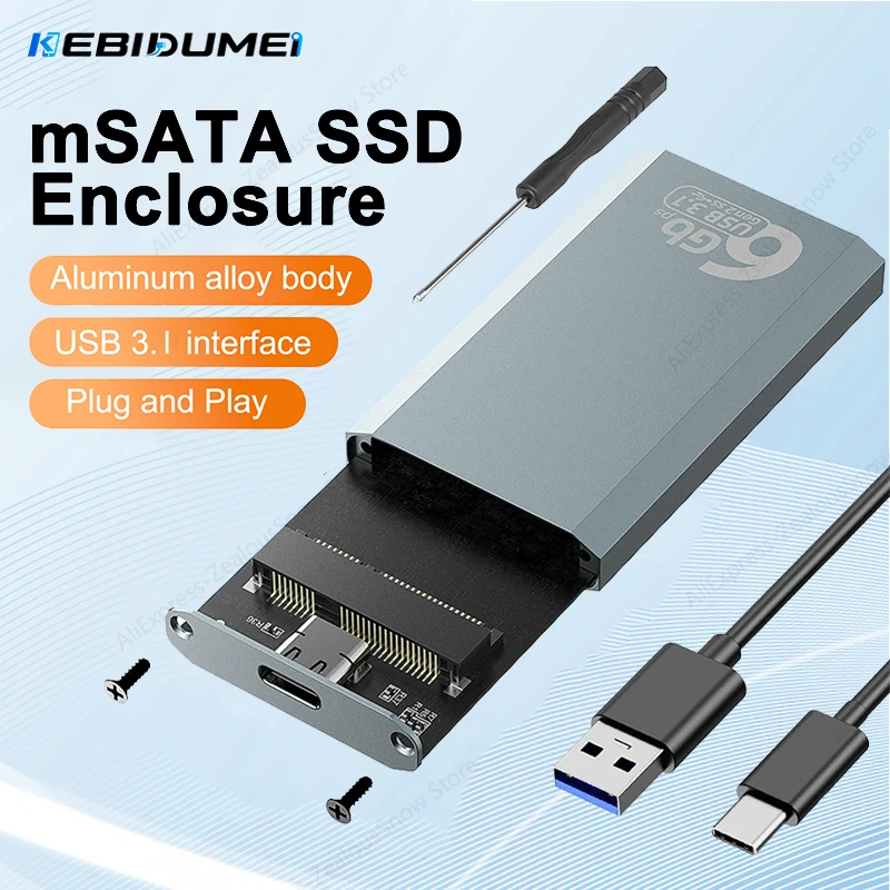 KEBIDUMEI Obudowa SSD mSATA do USB 3.1 z Radiatorem z Stopu Aluminium, 6Gbps, Obudowa na Dysk Twardy mSATA, Zewnętrzny Adapter do Przechowywania — zdjęcie produktu 7