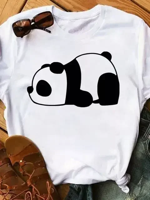 Summer Women T Shirt Loose T shirt Cute Panda Heart Print Short Sleeve Female Loose Casual T-shirt Ladies Tops Tees Streetwear