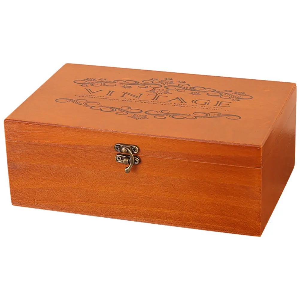 

Wooden Jewelry Storage Box Vintage Style Household Organizer Lidded Trinket Case for Rings Earrings Bracelets Keepsakes Storage
