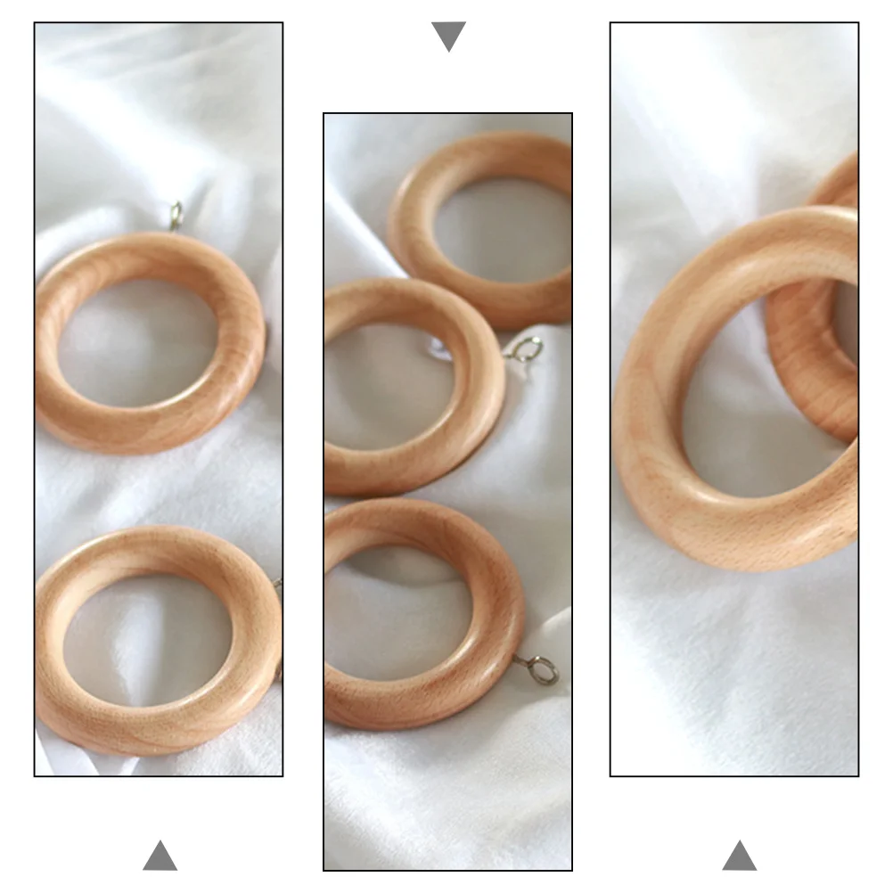 Anillos colgantes de madera para cortinas, ganchos deslizantes lisos para cortinas, cierre de anillo de elevación romano, accesorios de hebilla para cortina de ventana, 2 uds.