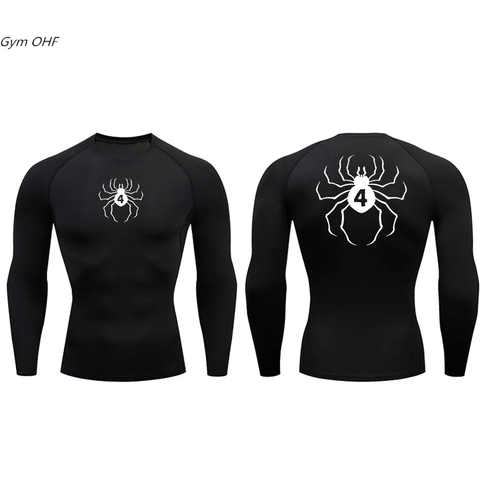 2099 Spider Print Compression Shirts For Men Gym Workout Fitness Long Sleeve Quick Dry Sportswear T Shirt Men Rashguard Running