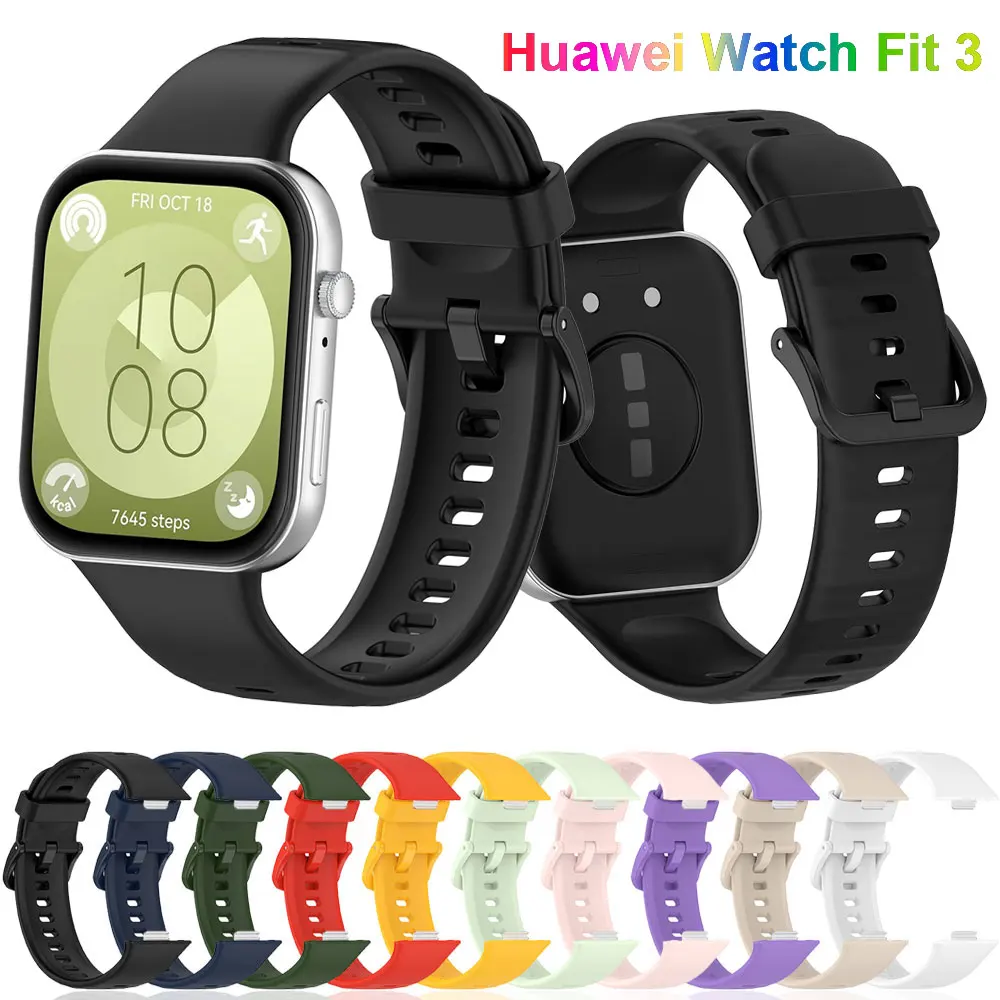 Watch Strap for Huawei Watch Fit 3 Wrist Band Bracelet Silicone SmartWatch Sport Replacement Watchband Accessories